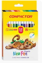 Canetinha Hidrocor 12 cores - Compactor