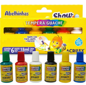 Tinta Guache 6 Cores 18ml C/pincel Showcolor Acrilex Tampa