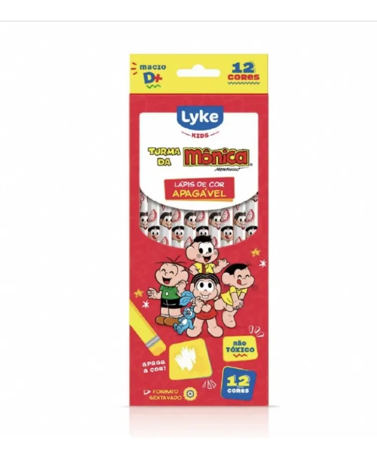 Lápis De Cor Apagável 12 Cores Turma Da Mônica Lyke