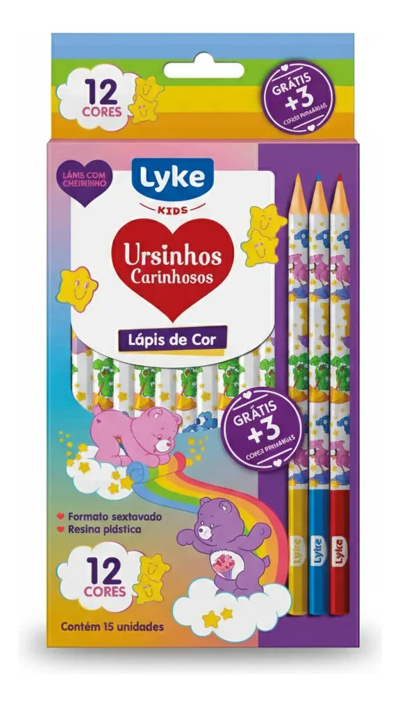 Lápis De Cor Ursinhos Carinhosos 12 + 3 Cores Lyke