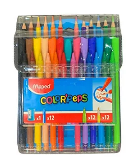 Kit 36 Peças Maped Giz, Lapis de cor, Canetinha  e Apontador